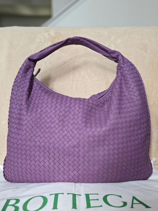 Bottega Veneta Handbags - Bottega Veneta Large Purple Intrecciato Hobo Bag